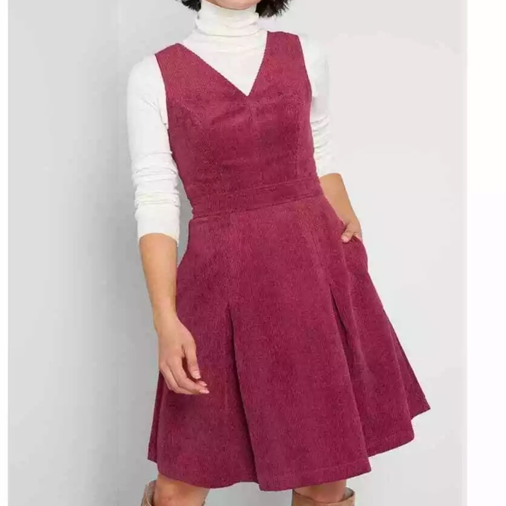MODCLOTH UTMOST ALLURE CORDUROY A LINE DRESS SIZE 8 NWT